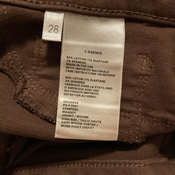 L’ Agence Margot Skinny Jeans Brown High Rise - Picture 11 of 12